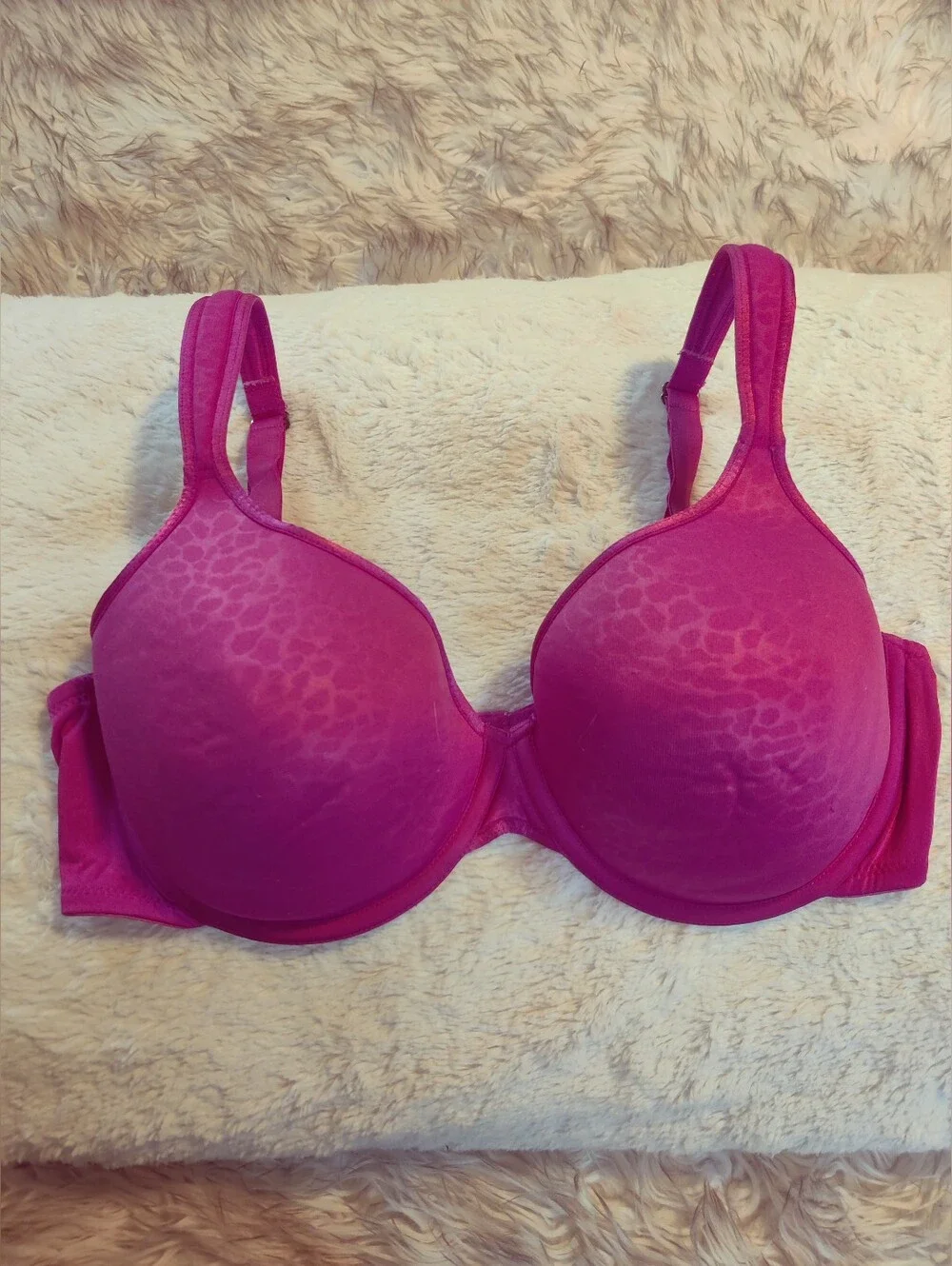 Natori Full Fit Contour Bra 36D Pink Sheer Jacquard Animal Print Underwire